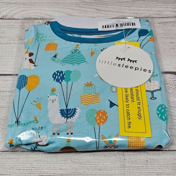 Little Sleepies Other - NIB Little Sleepies Blue Party Animals‎ Two Piece Pajama Set Size 12-18 months